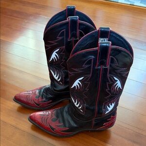 Black & Red Western Combat Boots - Women's Moto Cowboy Boots
